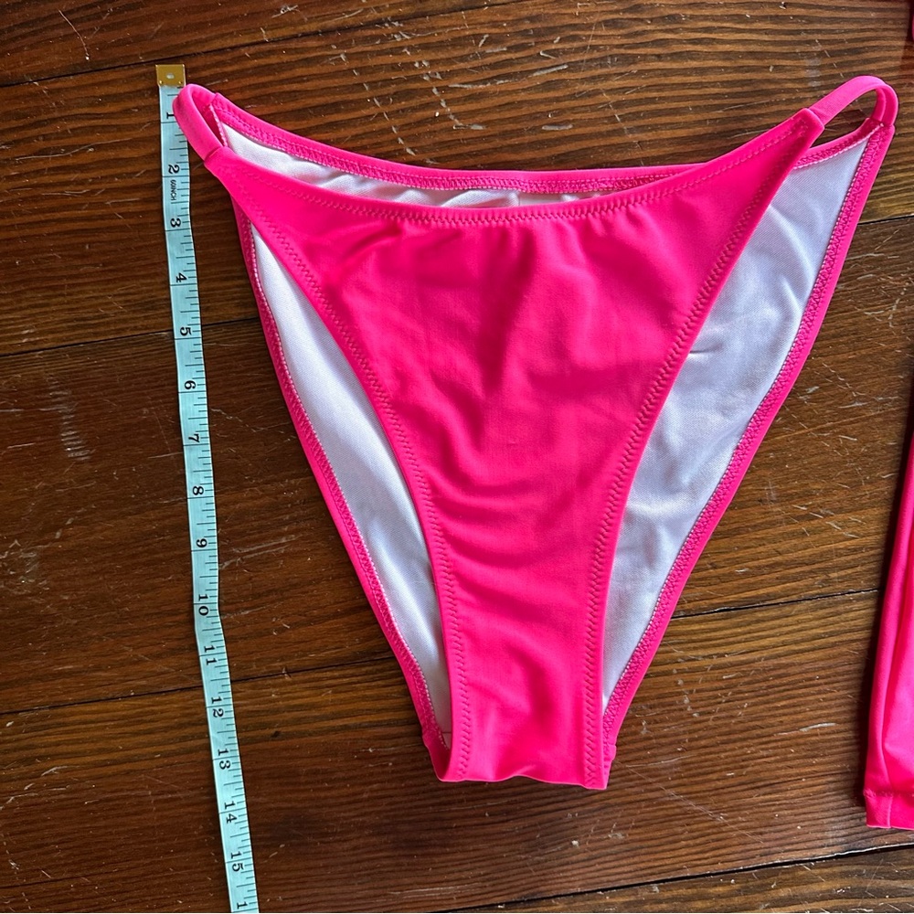 SHEIN Pink Bikini Set with Bandeau Top and Skirt - Picture 2 of 6